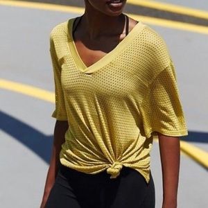 Free People Movement Chartreuse V Neck Top